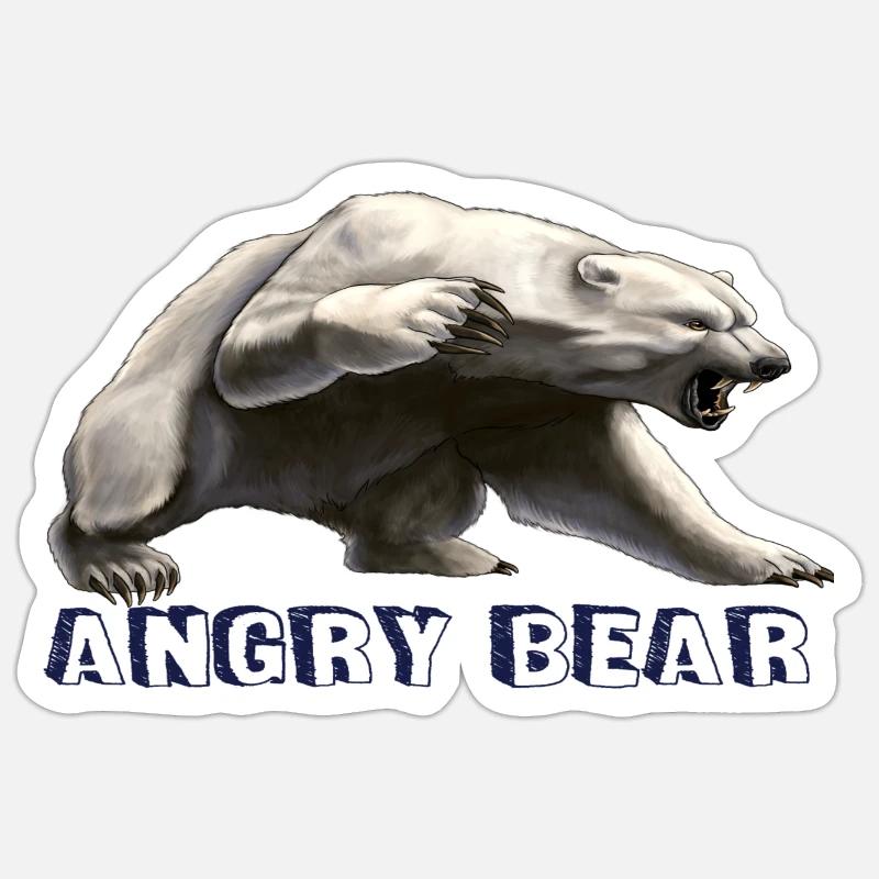 Angry bear , bear - Sticker size S (10 x 10 cm) - white matte