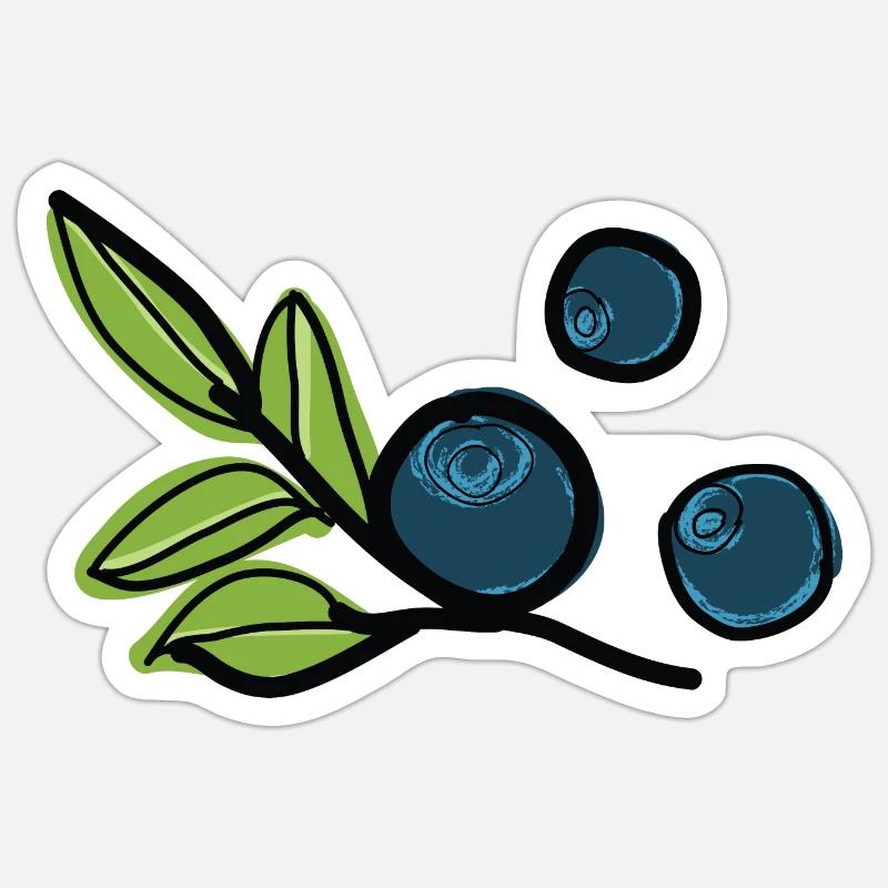Fruits de myrtille - Sticker taille S (10 x 10 cm) - blanc mat