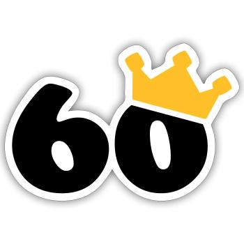 60 crown 60 birthday 60 years - Sticker size S (10 x 10 cm) - white matte - Front