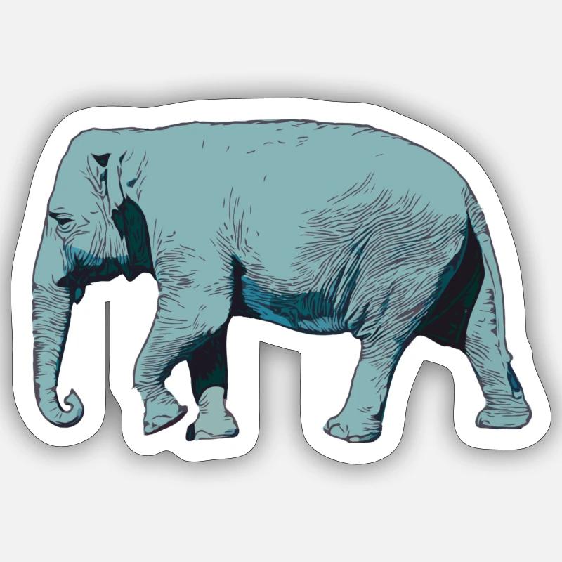 Elefant, Blauer Elefant, Elephant, Dickhäuter Sticker Größe S (10 x 10 cm)