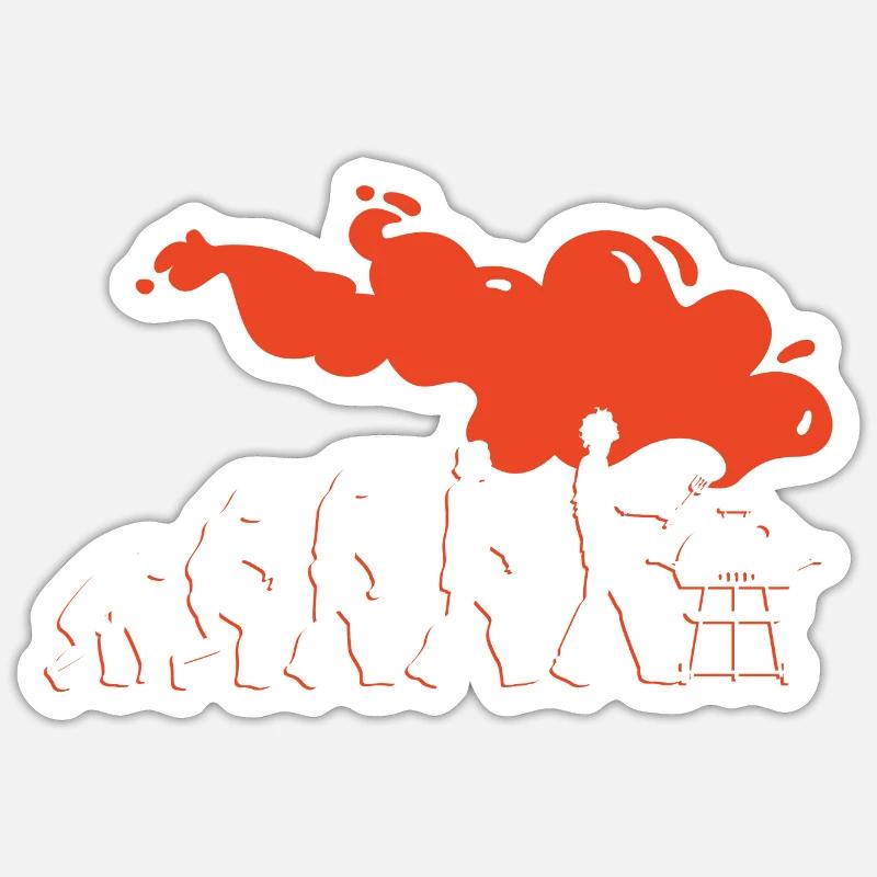 Kochen Evolution Koch Chefkoch Hobbykoch Küchenche - Sticker Größe S (10 x 10 cm) - Mattweiß
