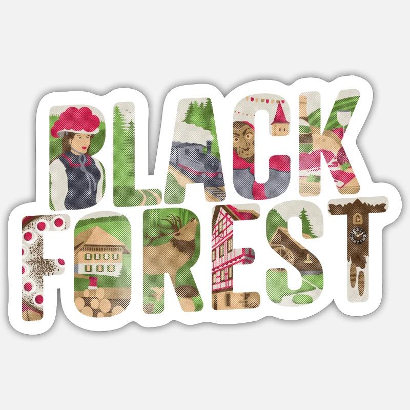 Black Forest - Schwarzwald - Sticker Größe S (10 x 10 cm) - Mattweiß