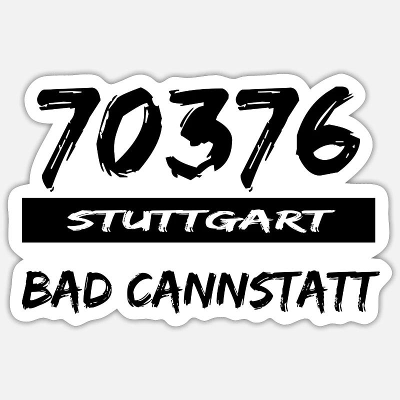 70376 Stuttgart Bad Cannstatt Postleitzahl tshirt - Sticker Größe S (10 x 10 cm) - Mattweiß