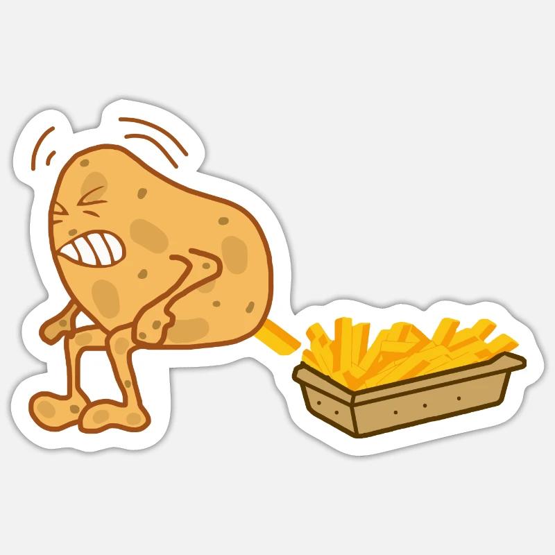 Frites Pommes de terre caca Sticker taille S (10 x 10 cm)