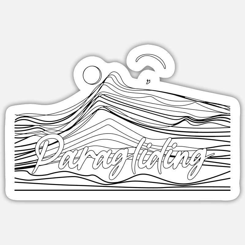 Paragling Lineart Gleitschirn - Sticker taille S (10 x 10 cm) - blanc mat