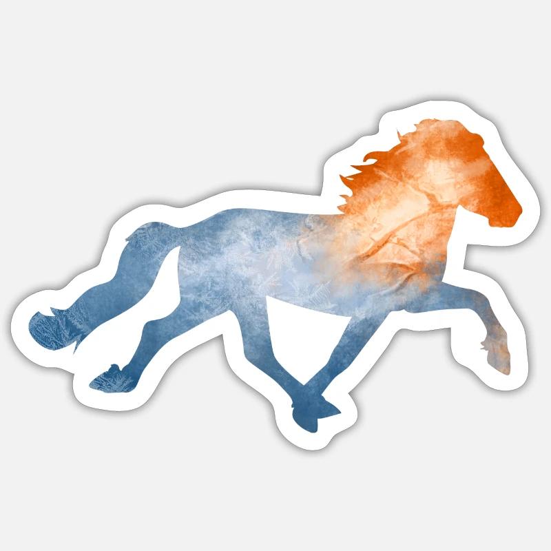 Isländer Eis und Feuer - Sticker Größe S (10 x 10 cm) - Mattweiß