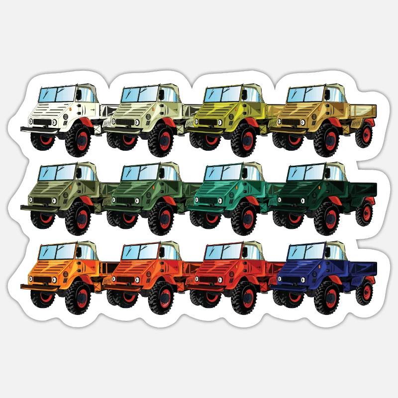 Farbpalette Unimog - Oldtimer - Regenbogen anders Sticker Größe S (10 x 10 cm)