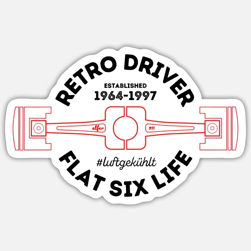 Retro Driver - Boxer Engine - Flat Six Life Sticker size S (10 x 10 cm)