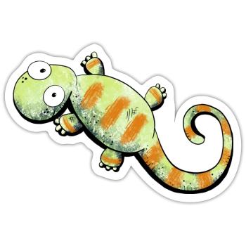 Happy Gecko I Echse - Sticker Größe S (10 x 10 cm) - Mattweiß - Vorne
