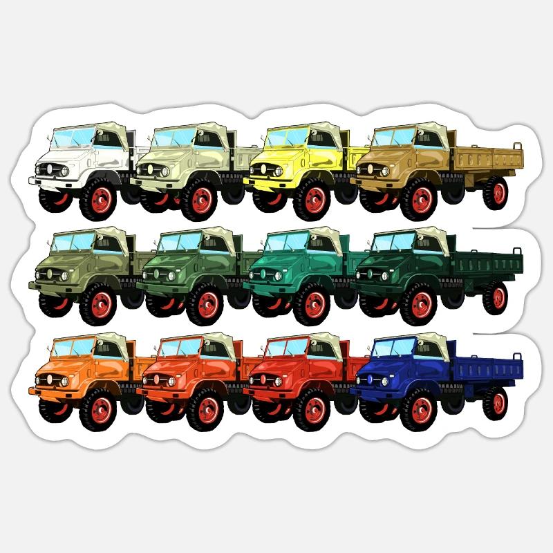 Farbpalette Unimog - Oldtimer - Regenbogen anders Sticker Größe S (10 x 10 cm)