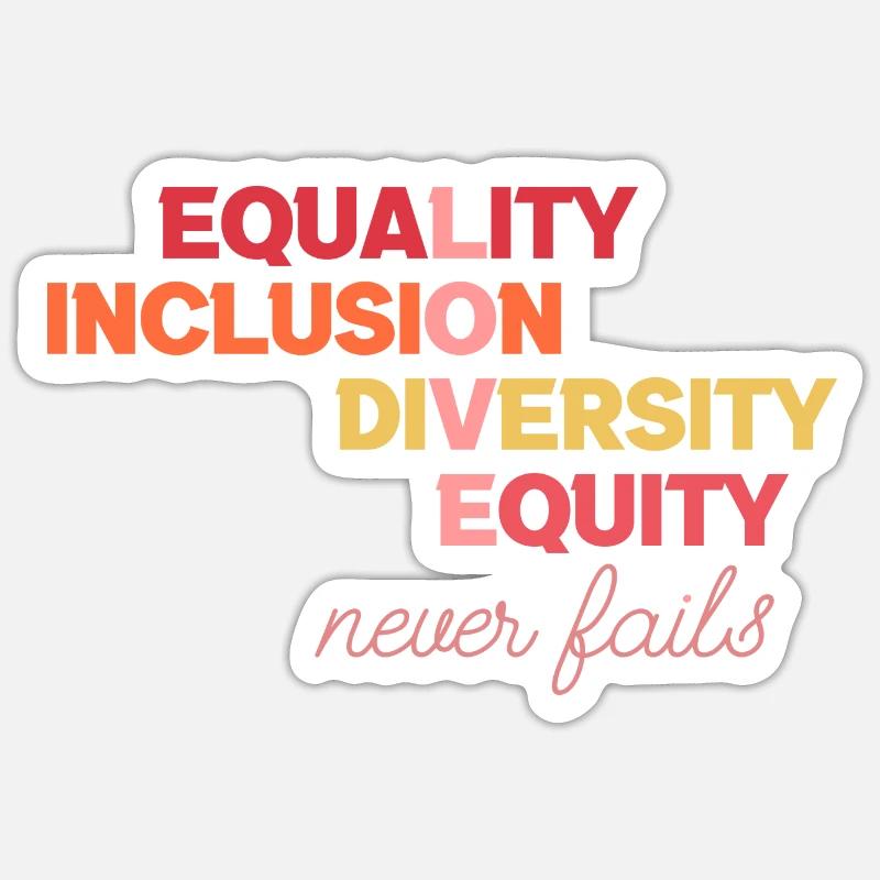 Égalité Inclusion Diversité Justice - Sticker taille S (10 x 10 cm) - blanc mat