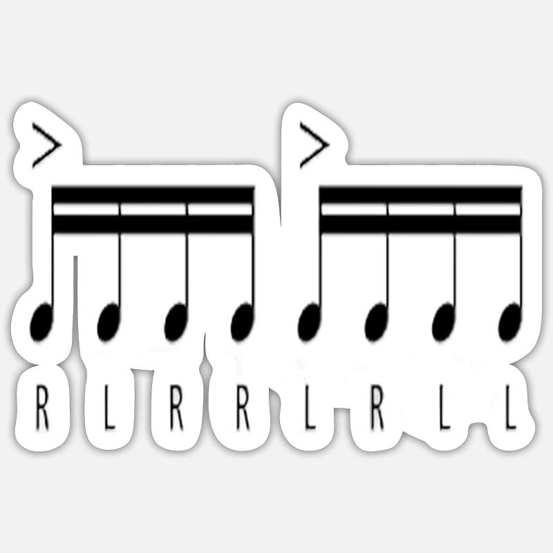Paradiddle Music Notes Drummer Percussion Musician - Sticker size S (10 x 10 cm) - white matte