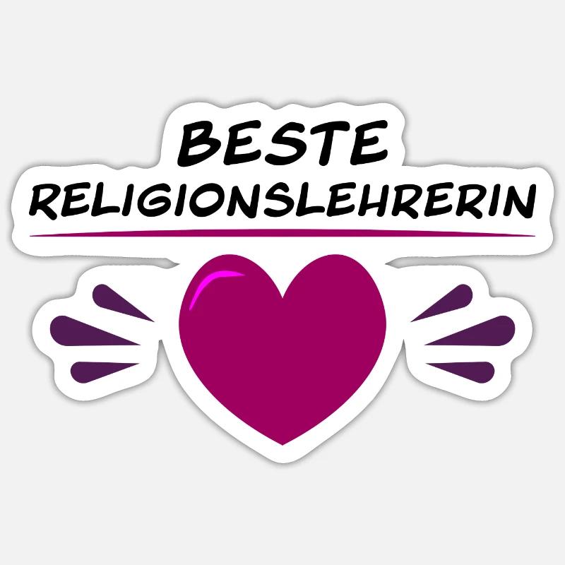 Beste Religionslehrerin schwarzer Text - Sticker Größe S (10 x 10 cm) - Mattweiß