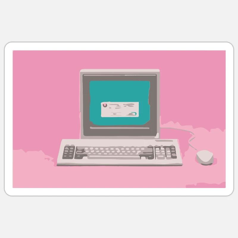 Pink Computer Y2K Retrowave - Sticker Größe S (10 x 10 cm) - Mattweiß