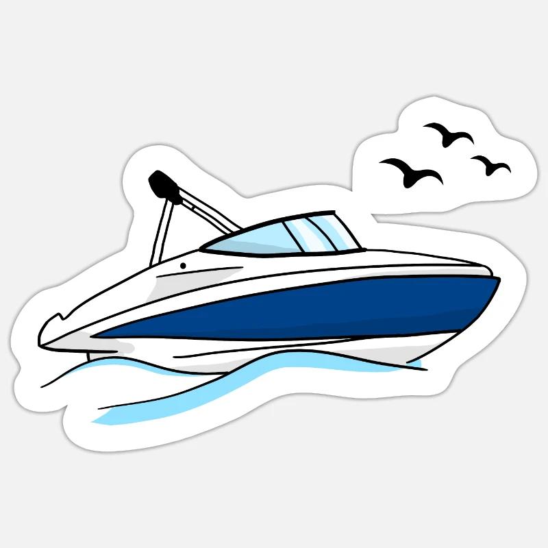 Motorboot - Sticker Größe S (10 x 10 cm) - Mattweiß