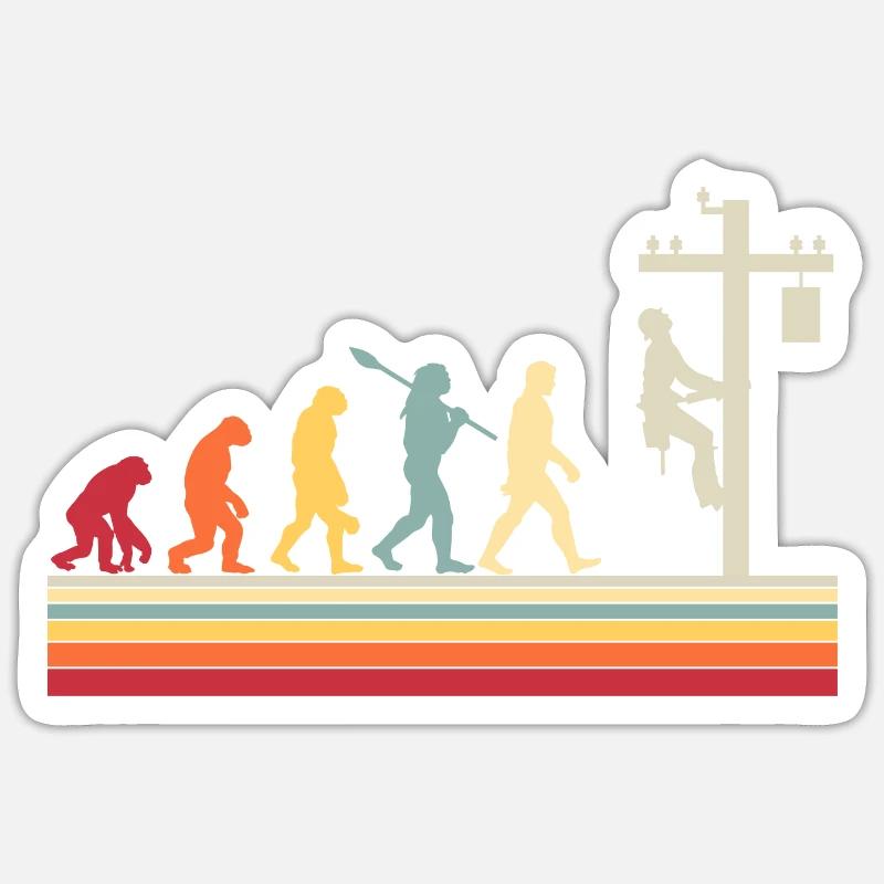 Électricien Human Evolution Vintage Lineman Sticker taille S (10 x 10 cm)