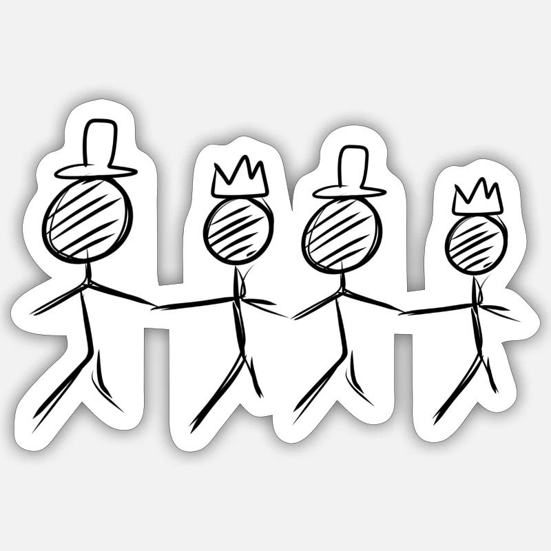 vier Freunde - Sticker Größe S (10 x 10 cm) - Mattweiß