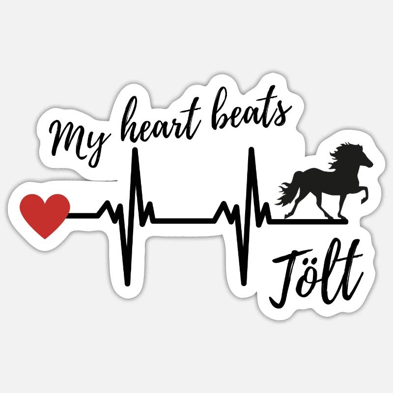 Mon cœur bat Tölt - Sticker taille S (10 x 10 cm) - blanc mat