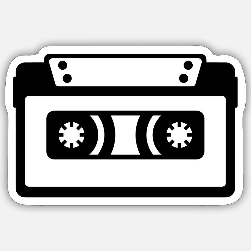 Kassette Symbol - Sticker Größe S (10 x 10 cm) - Mattweiß
