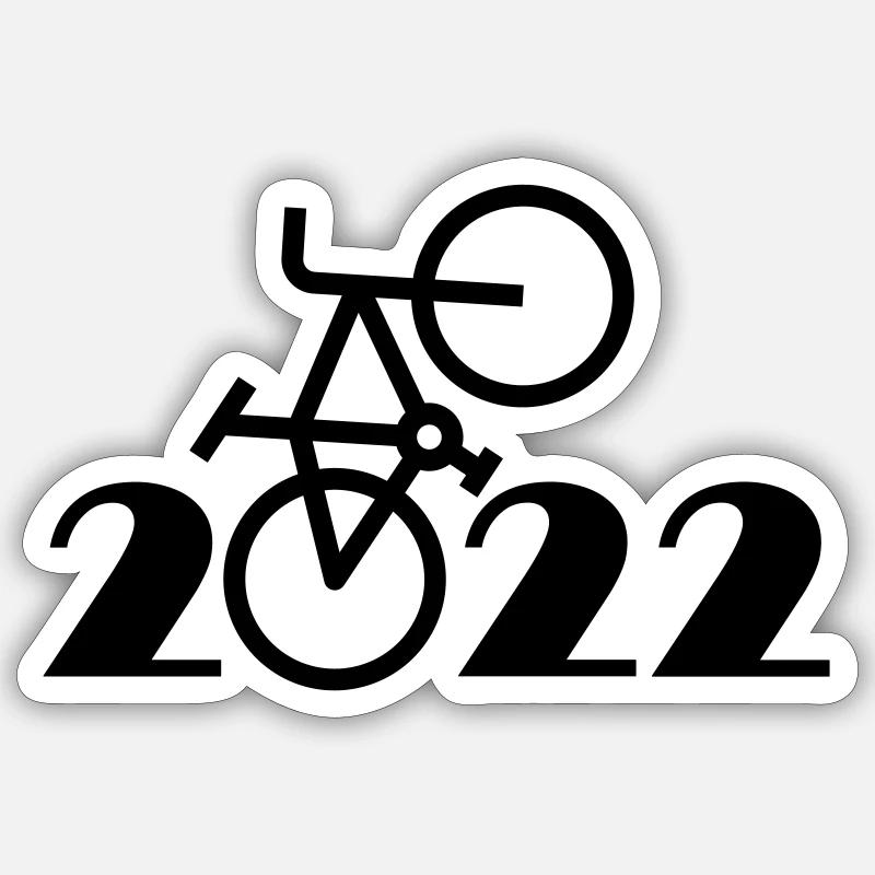 Tour à vélo 2022 - Sticker taille S (10 x 10 cm) - blanc mat