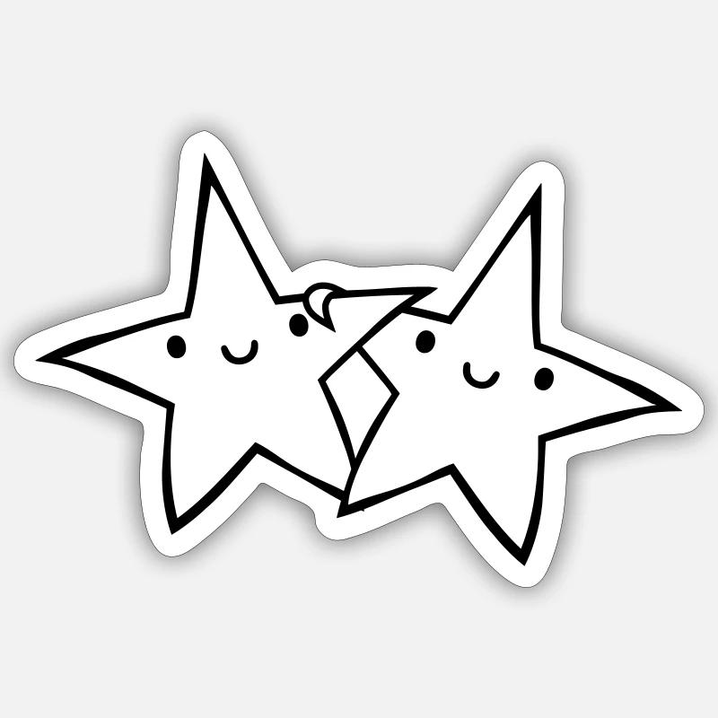 2 Sternchen Paar - Sticker Größe S (10 x 10 cm) - Mattweiß