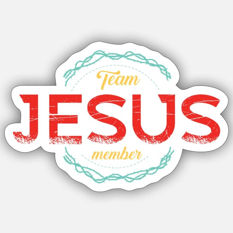 Équipe Jésus - Sticker taille S (10 x 10 cm) - blanc mat