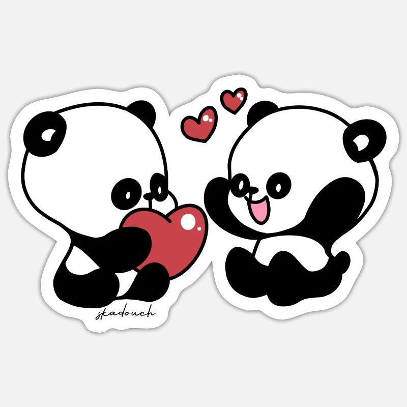 Panda Skadouch 1 - Sticker taille S (10 x 10 cm) - blanc mat