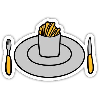 Teller Pommes Frites - Sticker Größe S (10 x 10 cm) - Mattweiß - Vorne