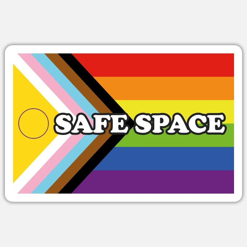 Inclusive Pride Progress Flag SAFE SPACE Sticker taille S (10 x 10 cm)