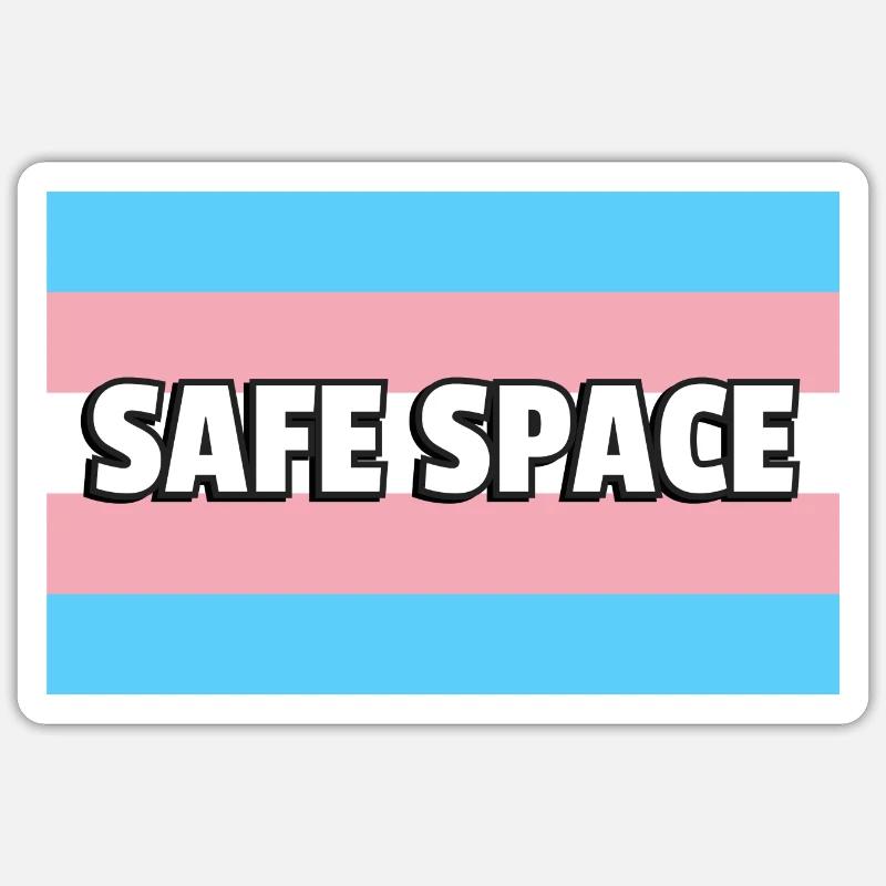 Trans Pride SAFE SPACE - Sticker taille S (10 x 10 cm) - blanc mat