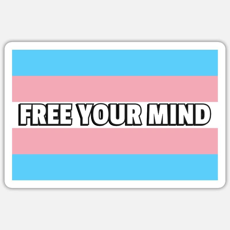 Trans Pride LIBÉREZ VOTRE - Sticker taille S (10 x 10 cm) - blanc mat