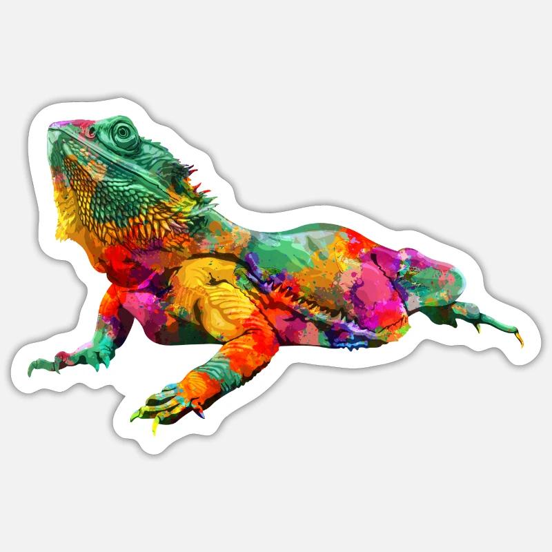 Bartdrache bunt - Sticker Größe S (10 x 10 cm) - Mattweiß