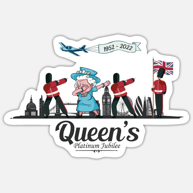 Dabbing British Queen Monarchy Platin-Jubiläum - Sticker Größe S (10 x 10 cm) - Mattweiß