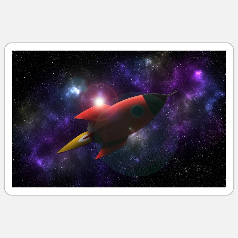 Rockey dans l’espace - Sticker taille S (10 x 10 cm) - blanc mat