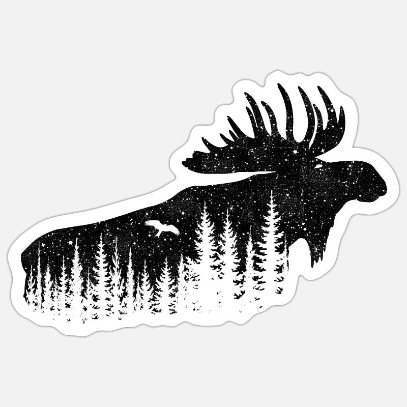Elch - Sticker Größe S (10 x 10 cm) - Mattweiß