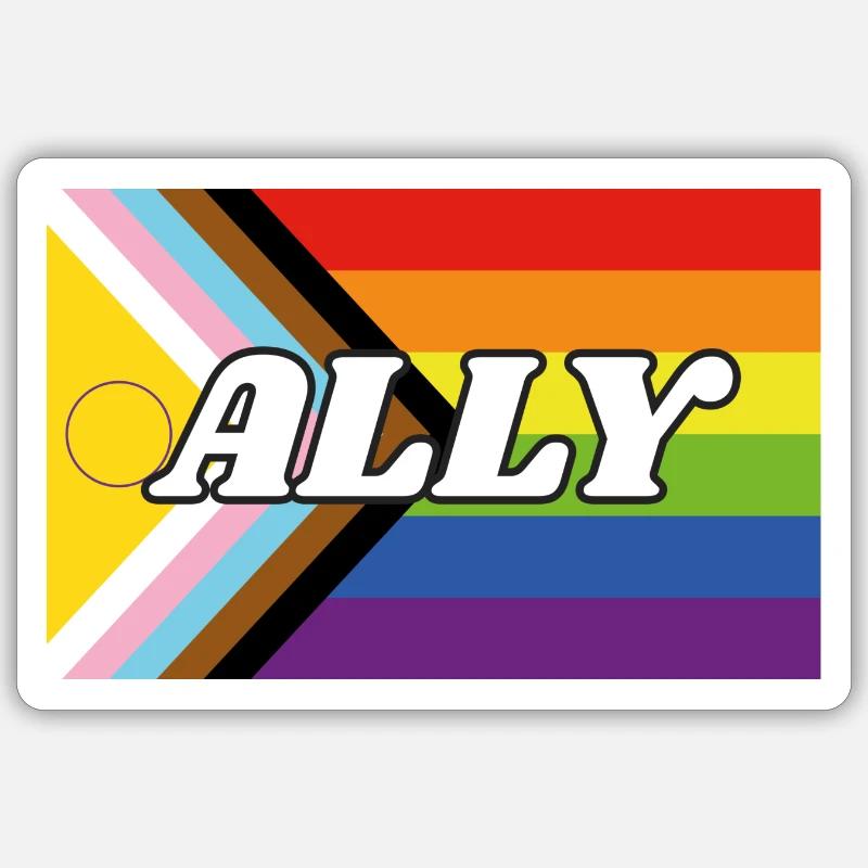 Ally Inclusive Pride Progress Flag - Sticker size S (10 x 10 cm) - white matte