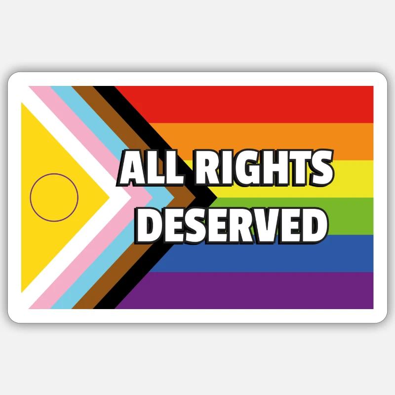 Inclusive Pride Progress Flag ALLE RECHTE VERDIENT - Sticker Größe S (10 x 10 cm) - Mattweiß
