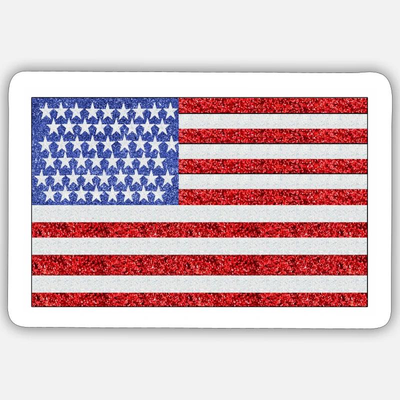 Drapeau des États-Unis - Sticker taille S (10 x 10 cm) - blanc mat