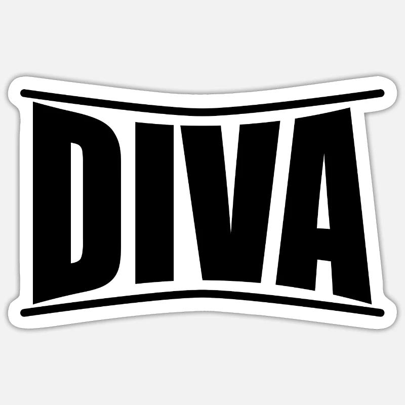 Idée cadeau t-shirt Diva - Sticker taille S (10 x 10 cm) - blanc mat