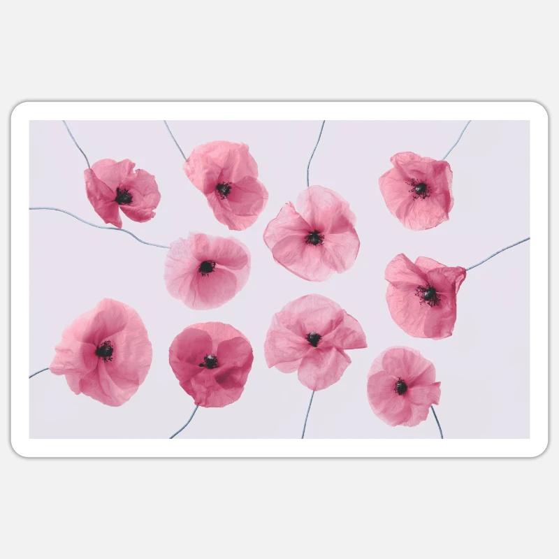 MOHNBLUME Pink Rot - Sticker Größe S (10 x 10 cm) - Mattweiß
