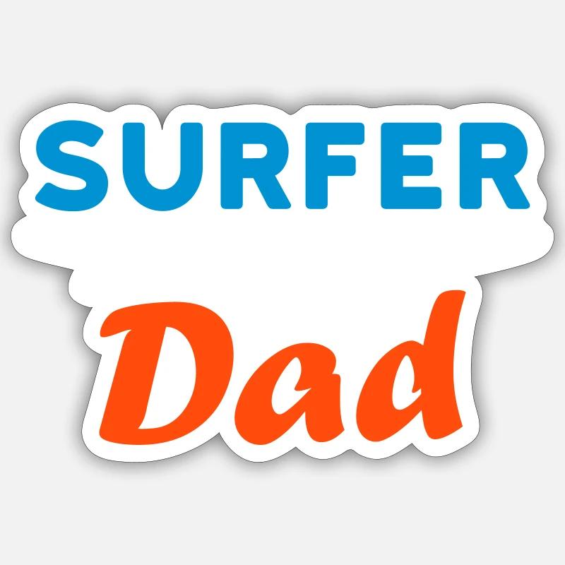 Surfer dad (surfboard) - Sticker size S (10 x 10 cm) - white matte