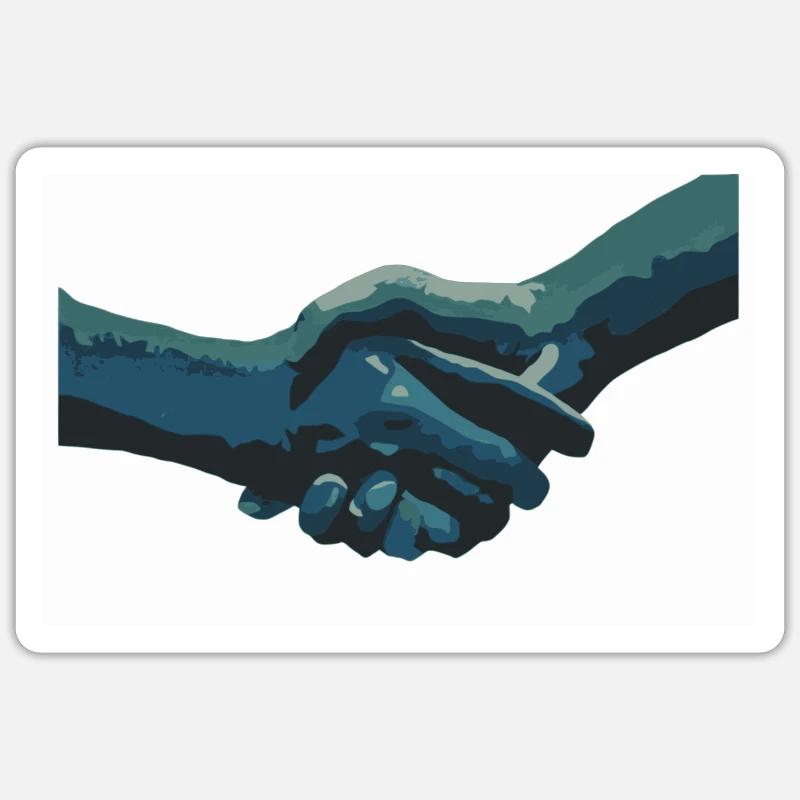 main dans la main - Sticker taille S (10 x 10 cm) - blanc mat