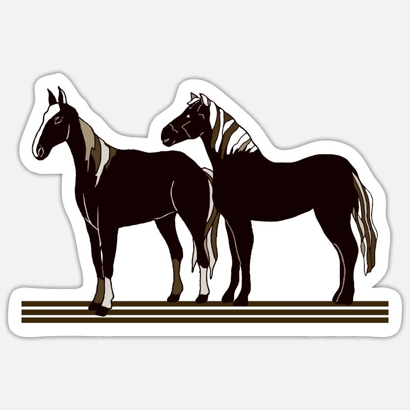 Chevaux - Sticker taille S (10 x 10 cm) - blanc mat