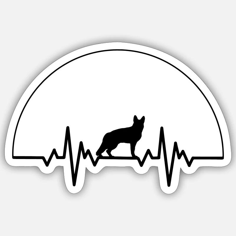 Herzschlag Deutscher Schäferhund Sticker Größe S (10 x 10 cm)