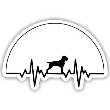 Heartbeat German wire hair - Sticker size S (10 x 10 cm) - white matte - Front