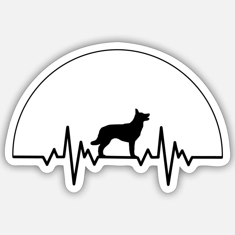 Herzschlag Australian Kelpie Sticker Größe S (10 x 10 cm)