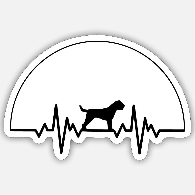 Heartbeat Border Terrier - Sticker taille S (10 x 10 cm) - blanc mat