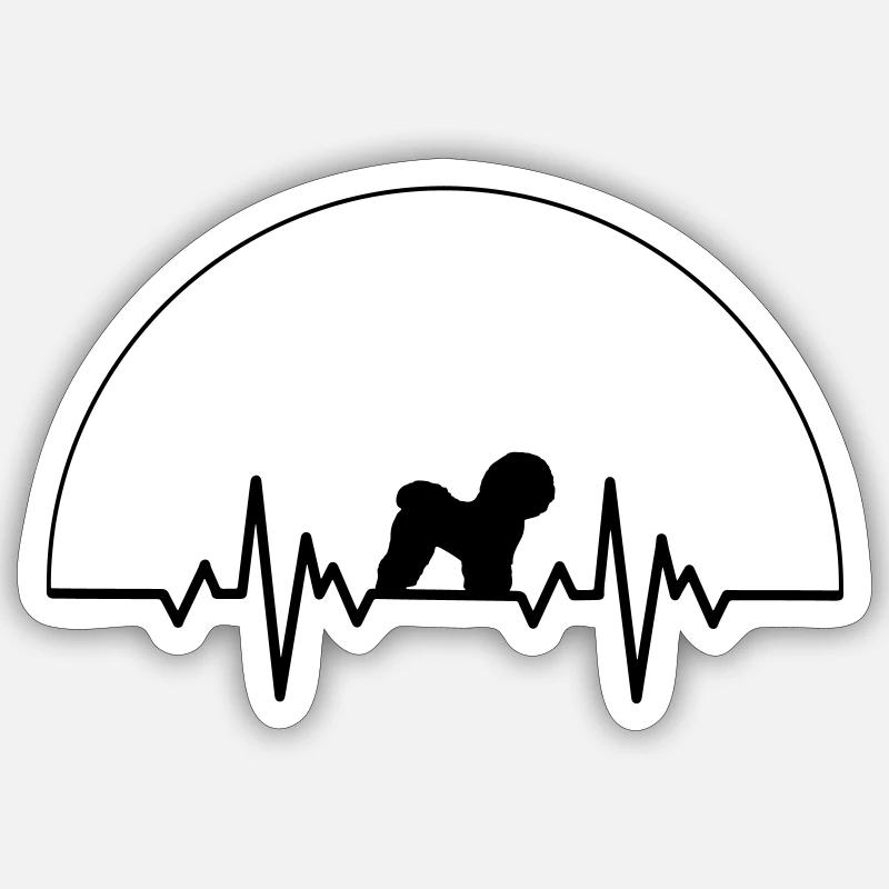 Herzschlag Bichon Frisé Sticker Größe S (10 x 10 cm)