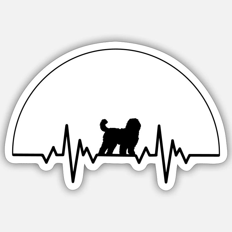 Battement de cœur Labradoodle - Sticker taille S (10 x 10 cm) - blanc mat