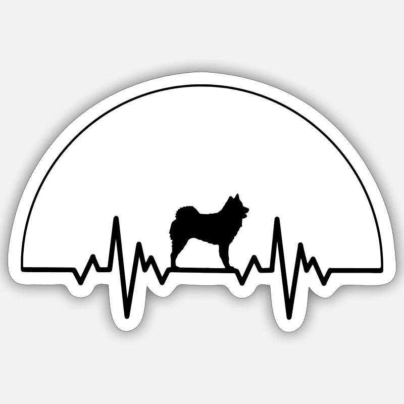 Herzschlag Eurasier - Sticker Größe S (10 x 10 cm) - Mattweiß